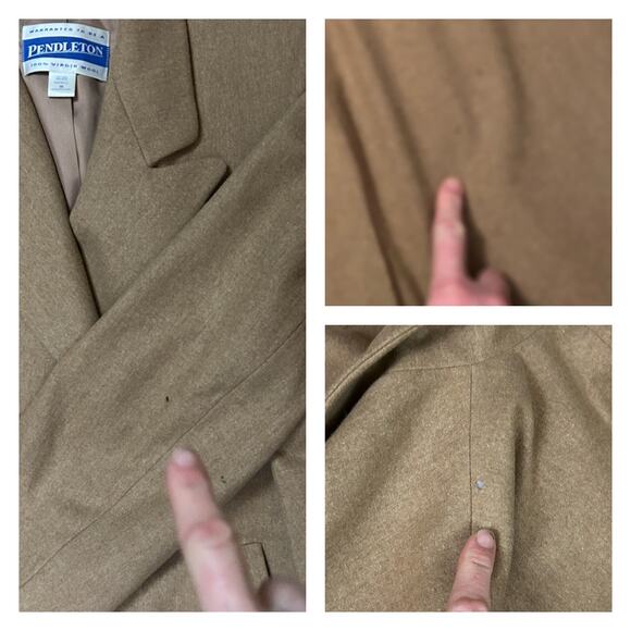Pendleton Neutral Wool Double Breasted Long Trench Coat / size 16 - Picture 4 of 5
